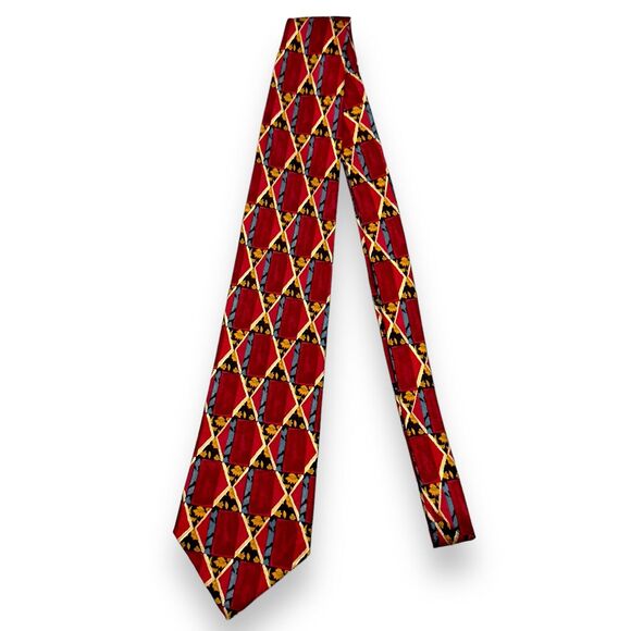 Boutique Mens 100% Silk Dress Tie Made in‎ Spain Geometric Print 58" 4" - Picture 2 of 8
